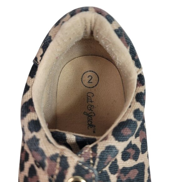 2/$15 Cat & Jack Animal Print Sneakers Brown Size 2 Leopard Cheetah No Laces - Picture 10 of 10